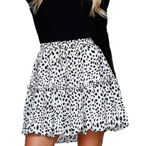 Women's Summer Cute High Waist Ruffle Skirt Floral Print Swing Beach Mini Skirt